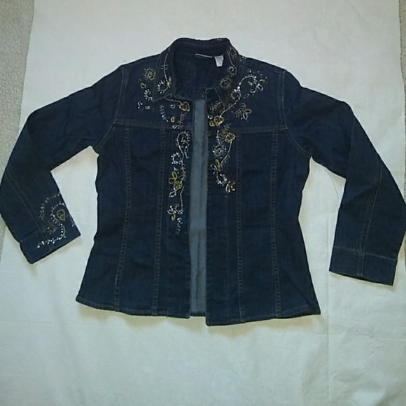 *NWOT Chico's Embroidered Denim Jacket Blazer - MATCHING JEANS LISTED SEPARATELY - Picture 2 of 8